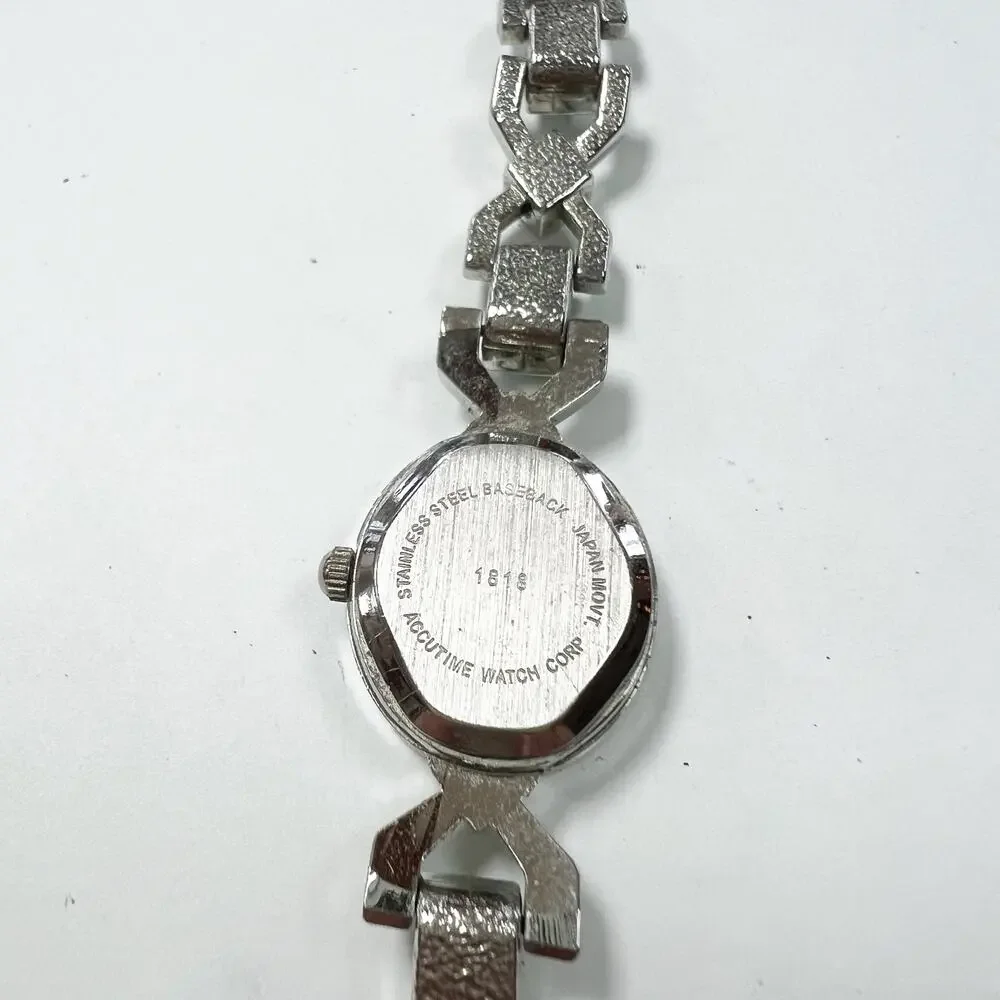 Boca Classics silver tone and black enamel women's wristwatch